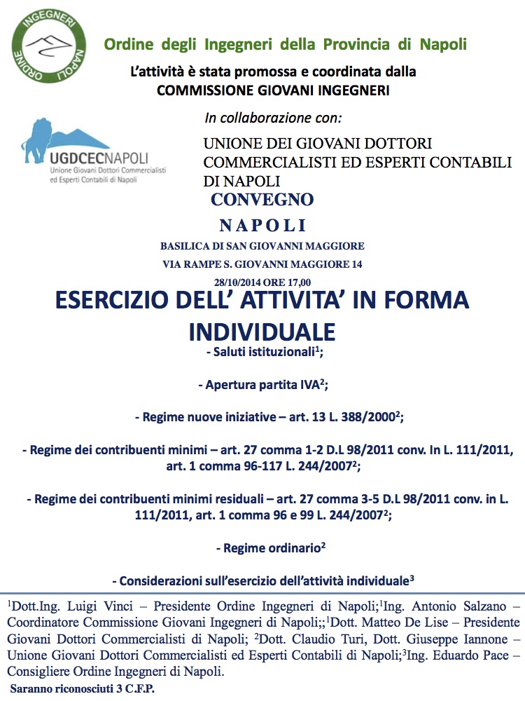 Esercizio dell'attività in forma individuale Locandina