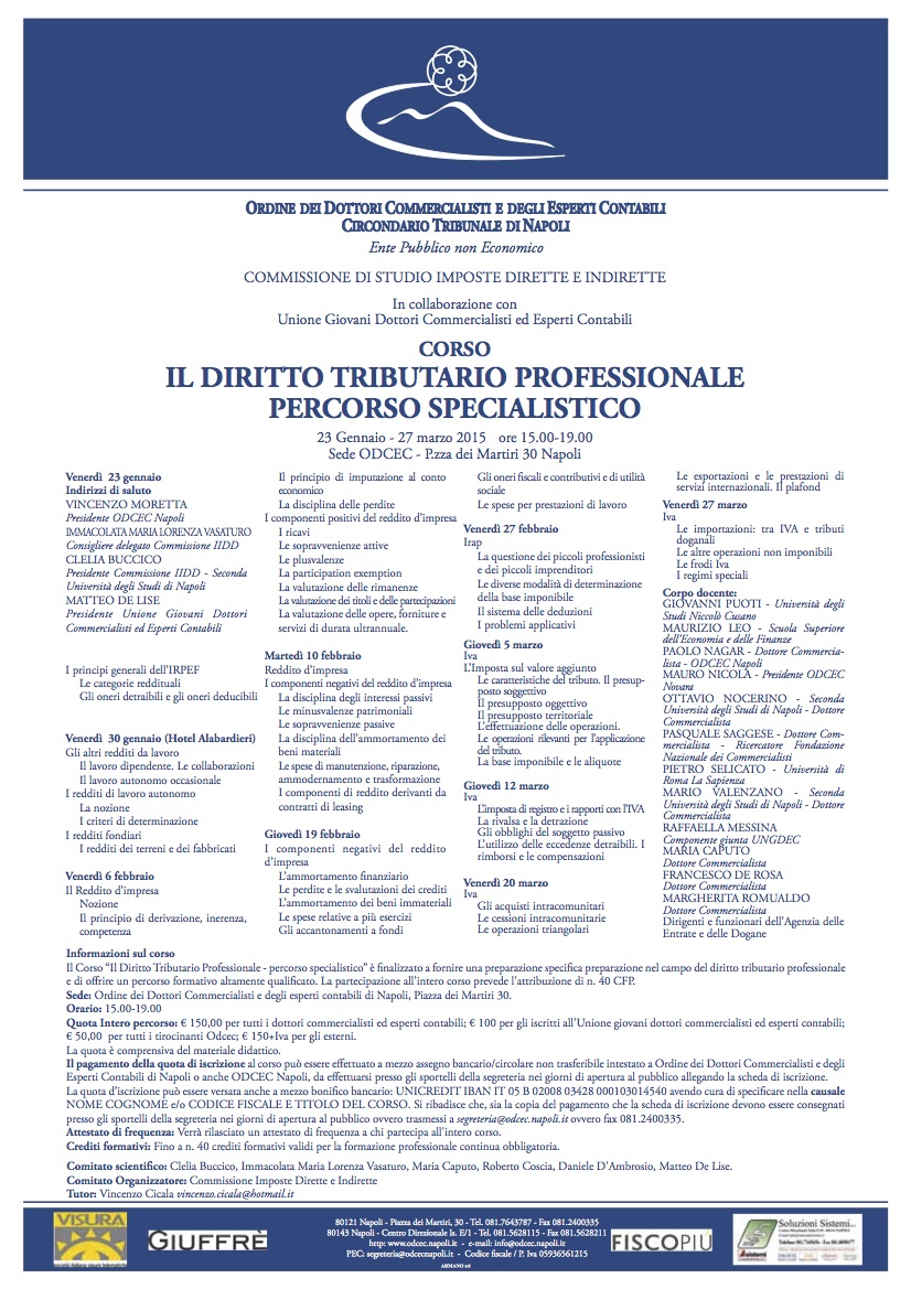 CORSO Il Diritto Tributario Professionale Locandina